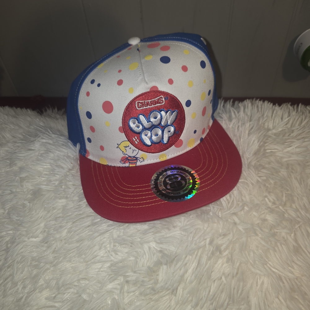 Kids Snapback Cap - White/Red/Blue Polka Dot